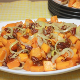 Roasted Butternut Squash with Onions and Pecans