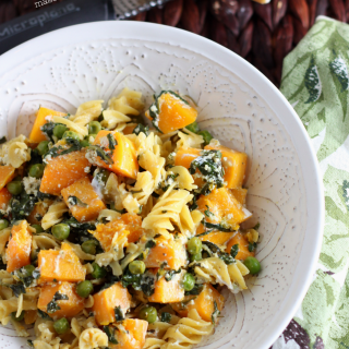 Roasted Butternut Squash Pasta with Peas